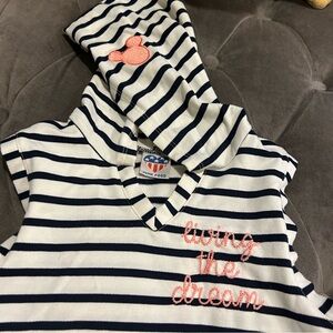 Junk Food dress with Disney feature.  Navy and White Striped Hoodie